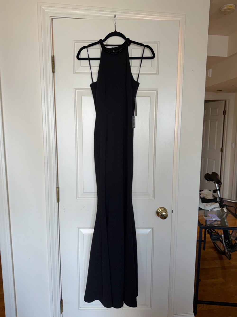 Lulu's Black Beaded Neckline Maxi Dress